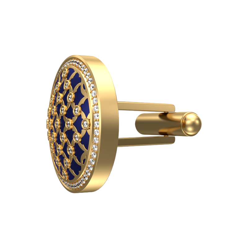 Enchanted Luxe, Classic Cufflink Set with CZ Diamonds, 18kt Gold Plating and Enamel on Brass.