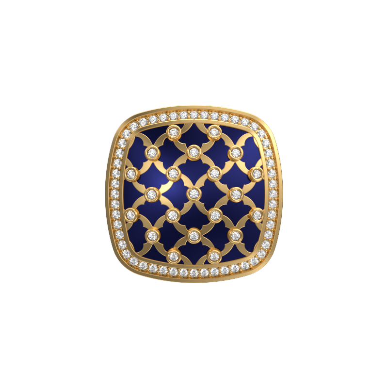 Enchanted Luxe, Classic Cufflink Set with CZ Diamonds, 18kt Gold Plating and Enamel on Brass.