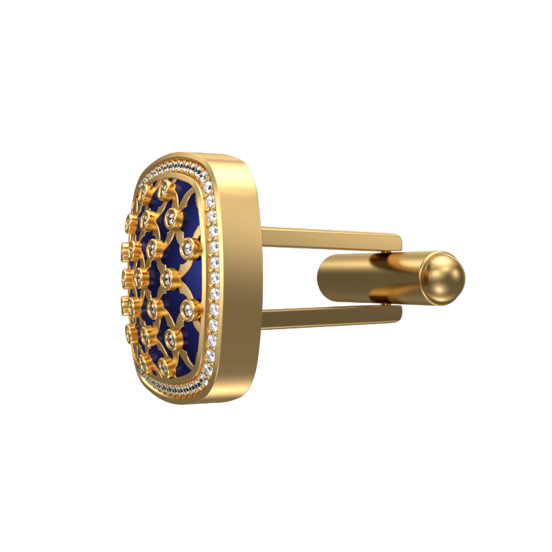 Enchanted Luxe, Classic Cufflink Set with CZ Diamonds, 18kt Gold Plating and Enamel on Brass.