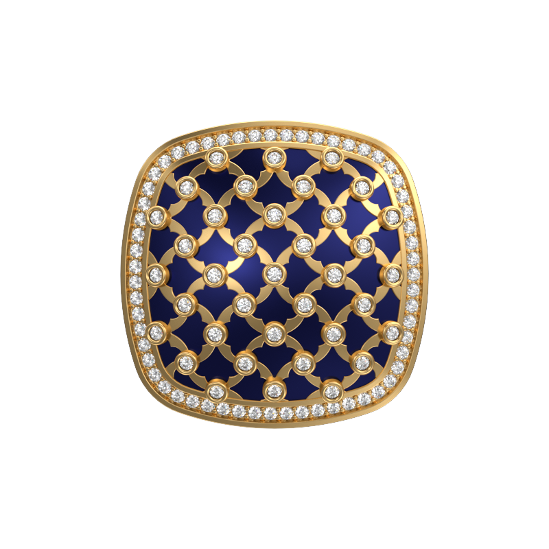 Enchanted Luxe, Classic Cufflink Set with CZ Diamonds, 18kt Gold Plating and Enamel on Brass.