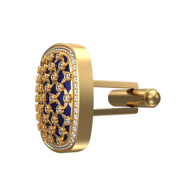 Enchanted Luxe, Classic Cufflink Set with CZ Diamonds, 18kt Gold Plating and Enamel on Brass.