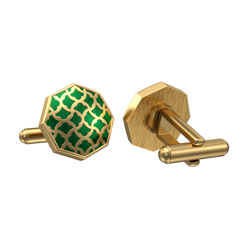 Enchanted, Classic Cufflink Set with 18kt Gold Plating and Enamel on Brass.