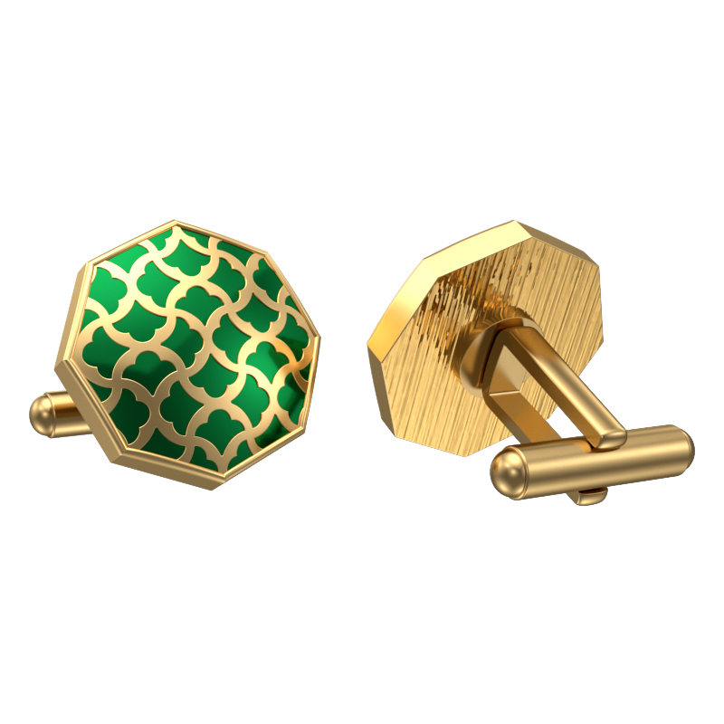 Enchanted, Classic Cufflink Set with 18kt Gold Plating and Enamel on Brass.