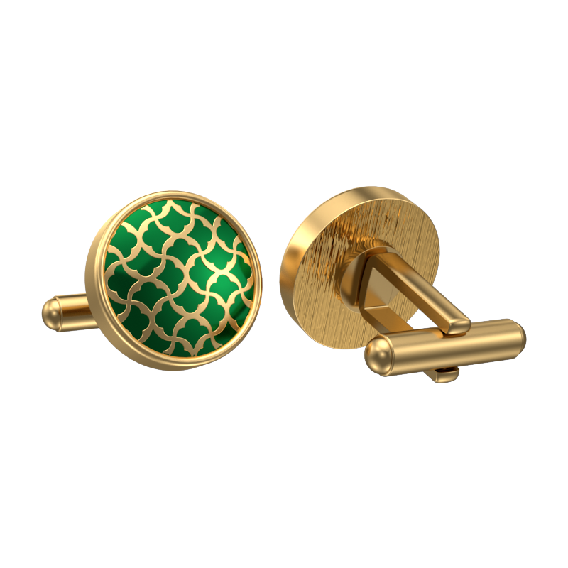 Enchanted, Classic Cufflink Set with 18kt Gold Plating and Enamel on Brass.
