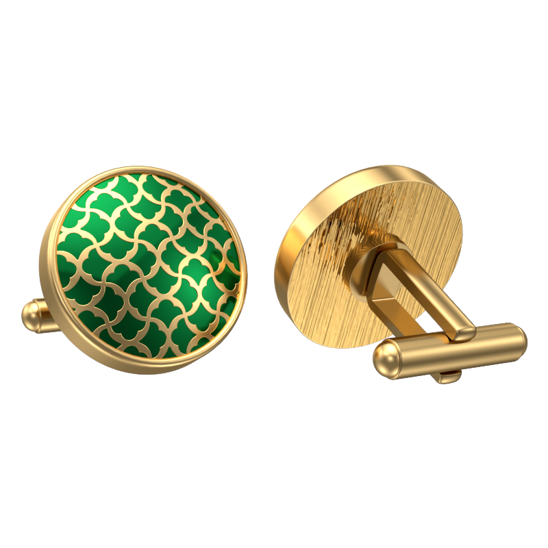 Enchanted, Classic Cufflink Set with 18kt Gold Plating and Enamel on Brass.