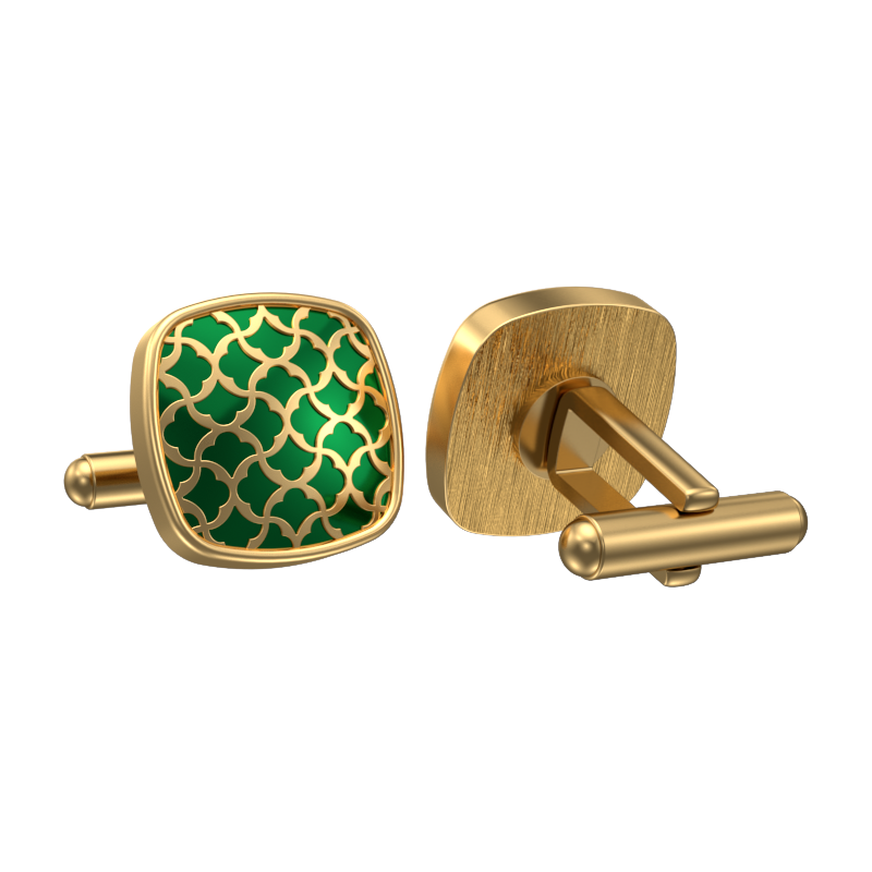 Enchanted, Classic Cufflink Set with 18kt Gold Plating and Enamel on Brass.