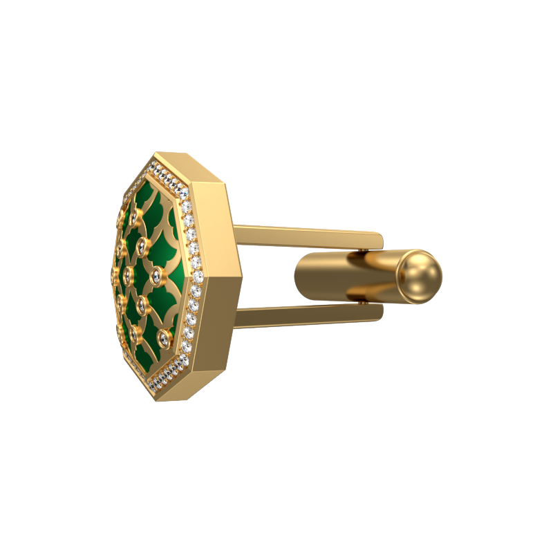Enchanted Luxe, Classic Cufflink Set with CZ Diamonds, 18kt Gold Plating and Enamel on Brass.