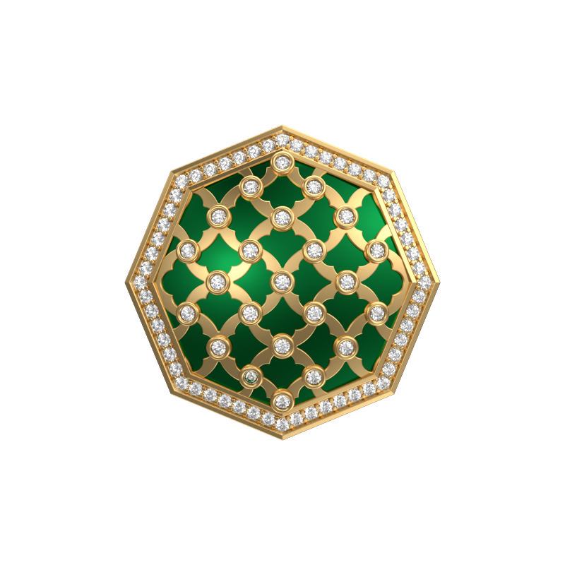 Enchanted Luxe, Classic Cufflink Set with CZ Diamonds, 18kt Gold Plating and Enamel on Brass.