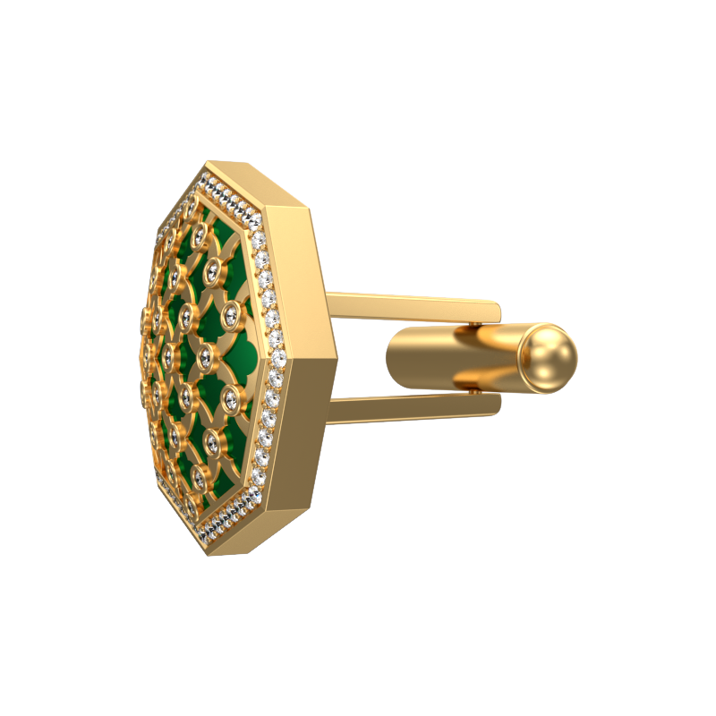Enchanted Luxe, Classic Cufflink Set with CZ Diamonds, 18kt Gold Plating and Enamel on Brass.
