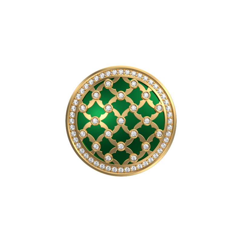 Enchanted Luxe, Classic Cufflink Set with CZ Diamonds, 18kt Gold Plating and Enamel on Brass.