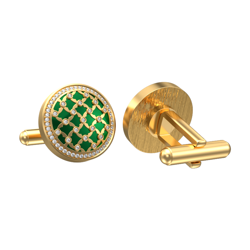 Enchanted Luxe, Classic Cufflink Set with CZ Diamonds, 18kt Gold Plating and Enamel on Brass.