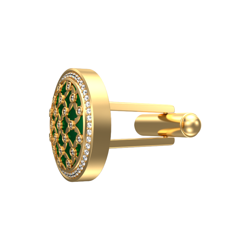 Enchanted Luxe, Classic Cufflink Set with CZ Diamonds, 18kt Gold Plating and Enamel on Brass.