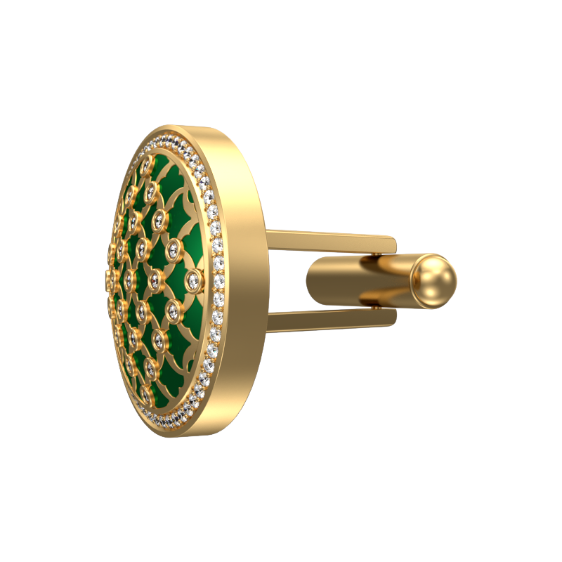 Enchanted Luxe, Classic Cufflink Set with CZ Diamonds, 18kt Gold Plating and Enamel on Brass.