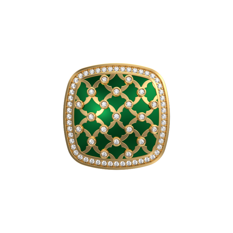Enchanted Luxe, Classic Cufflink Set with CZ Diamonds, 18kt Gold Plating and Enamel on Brass.