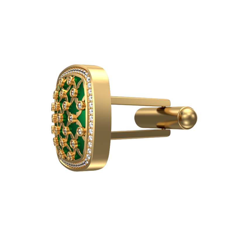 Enchanted Luxe, Classic Cufflink Set with CZ Diamonds, 18kt Gold Plating and Enamel on Brass.
