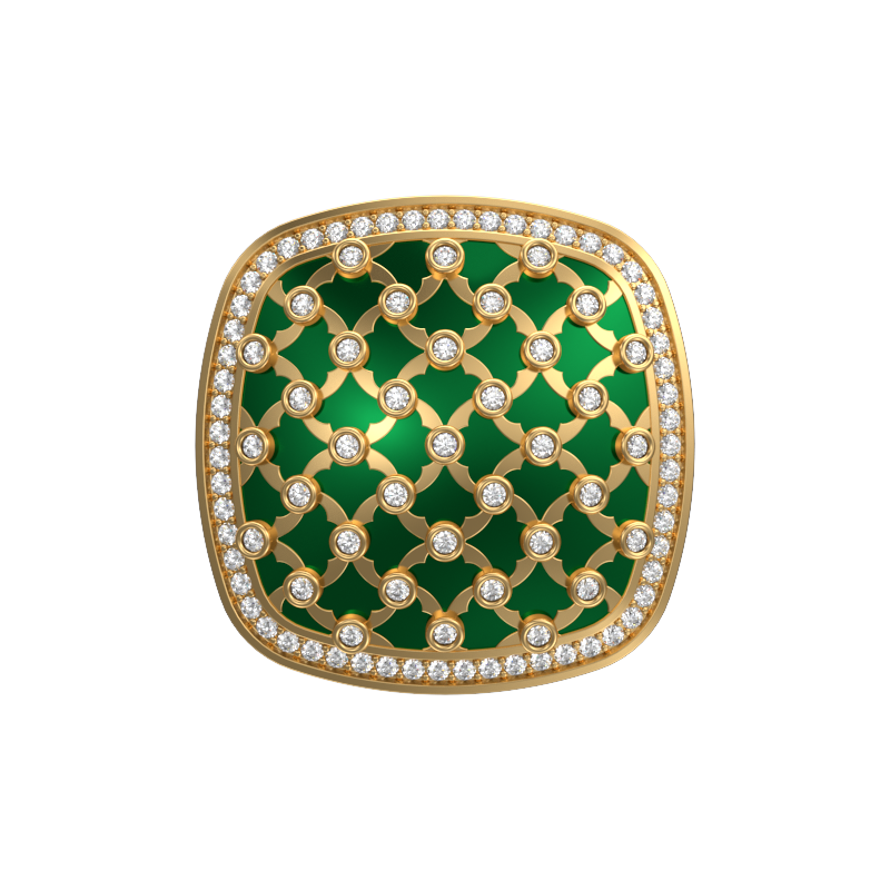Enchanted Luxe, Classic Cufflink Set with CZ Diamonds, 18kt Gold Plating and Enamel on Brass.