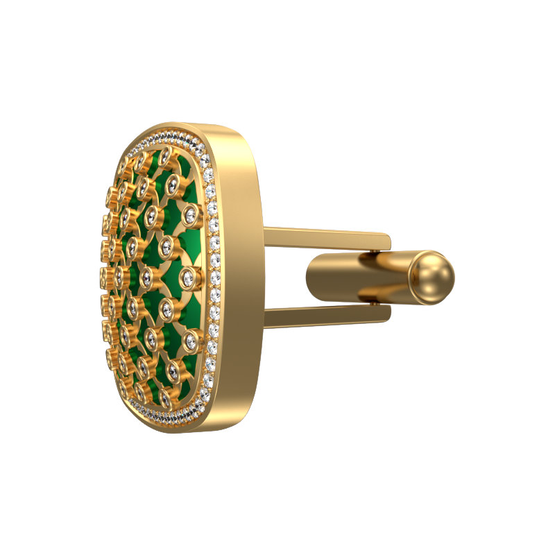 Enchanted Luxe, Classic Cufflink Set with CZ Diamonds, 18kt Gold Plating and Enamel on Brass.