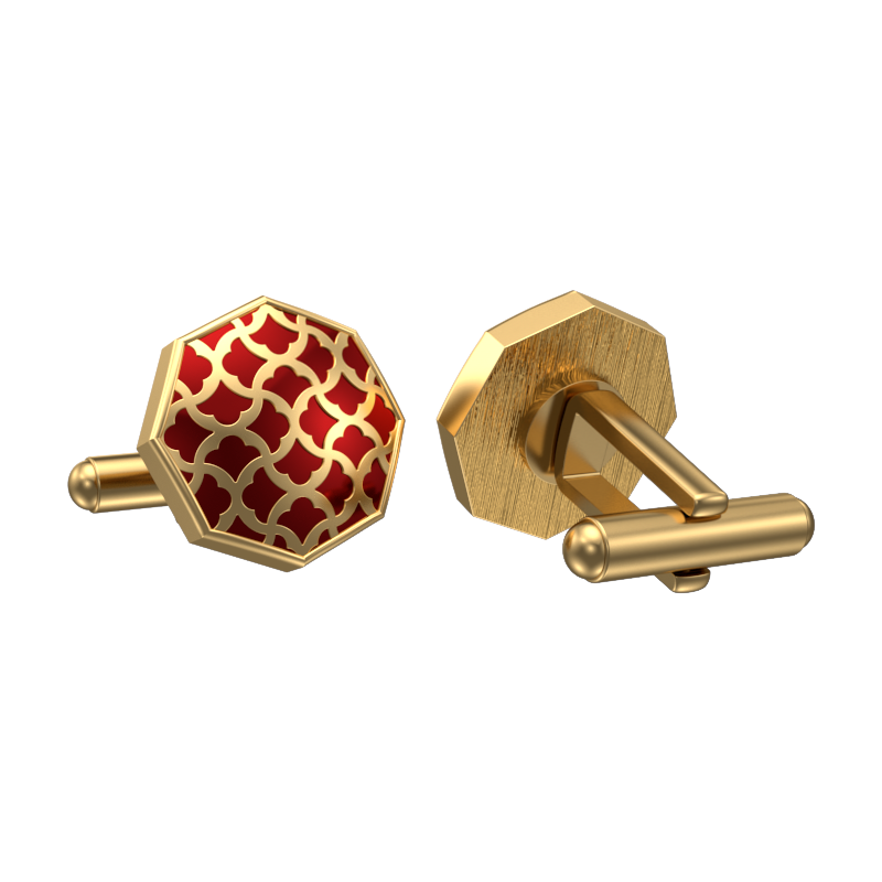 Enchanted, Classic Cufflink Set with 18kt Gold Plating and Enamel on Brass.