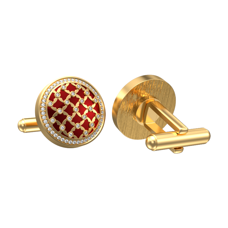Enchanted Luxe, Classic Cufflink Set with CZ Diamonds, 18kt Gold Plating and Enamel on Brass.