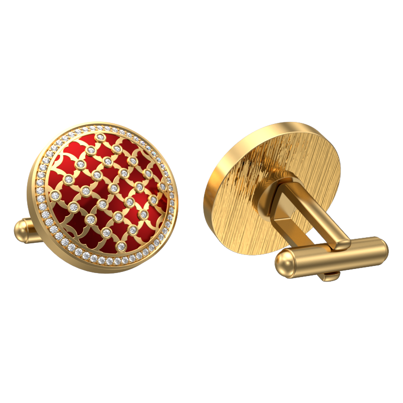 Enchanted Luxe, Classic Cufflink Set with CZ Diamonds, 18kt Gold Plating and Enamel on Brass.