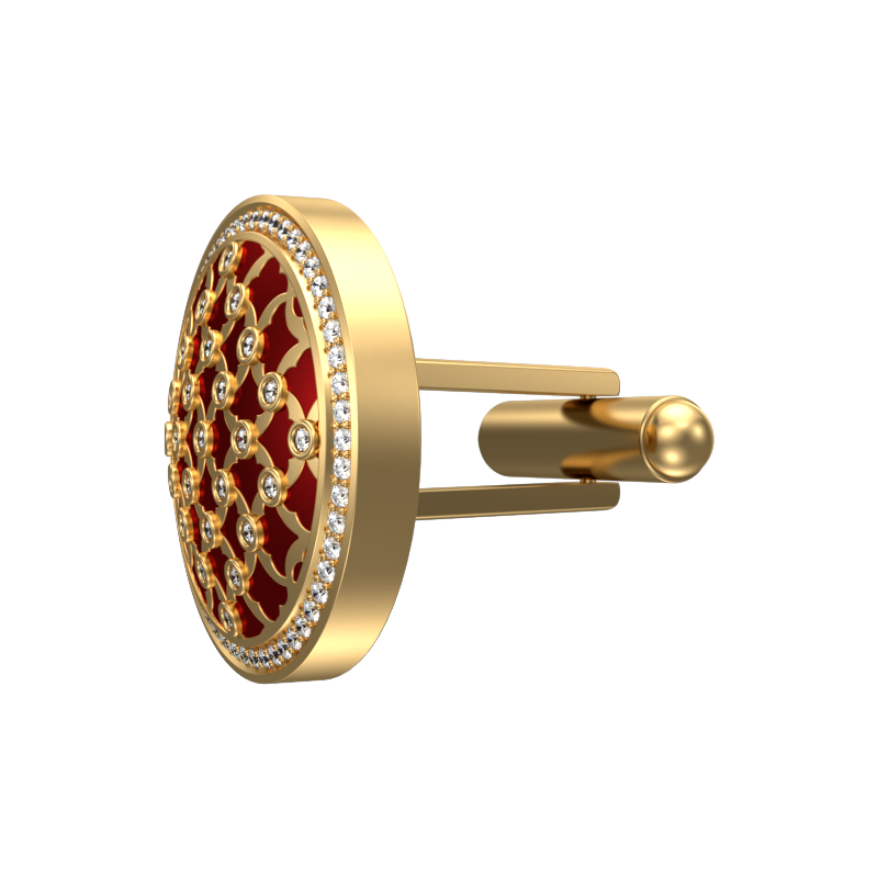 Enchanted Luxe, Classic Cufflink Set with CZ Diamonds, 18kt Gold Plating and Enamel on Brass.