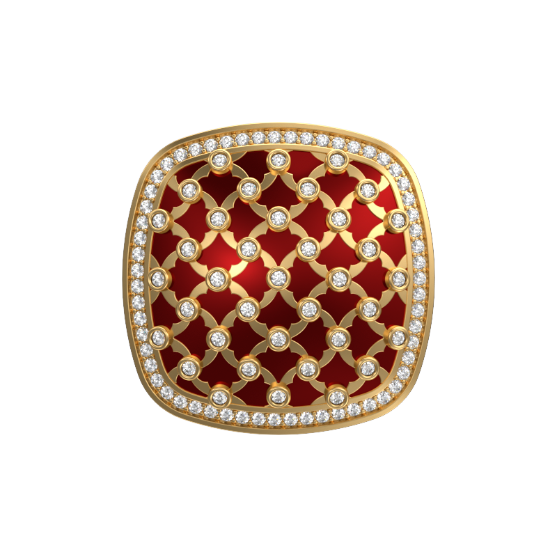Enchanted Luxe, Classic Cufflink Set with CZ Diamonds, 18kt Gold Plating and Enamel on Brass.