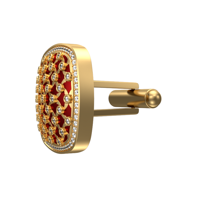 Enchanted Luxe, Classic Cufflink Set with CZ Diamonds, 18kt Gold Plating and Enamel on Brass.