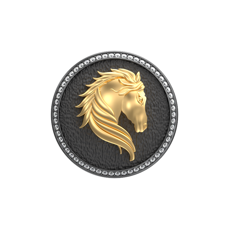 Horse Luxe, Wild Cufflink Set with CZ Diamonds, 18kt Gold & Black Ruthenium Plating on Brass.