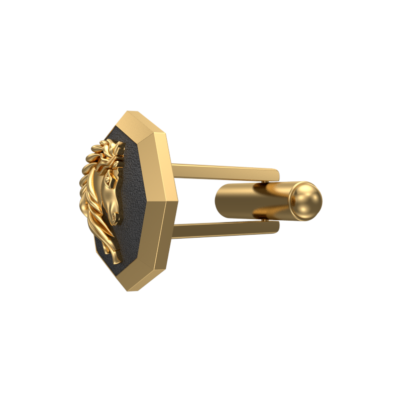 Horse, Wild Cufflink Set with 18kt Gold & Black Ruthenium Plating on Brass.