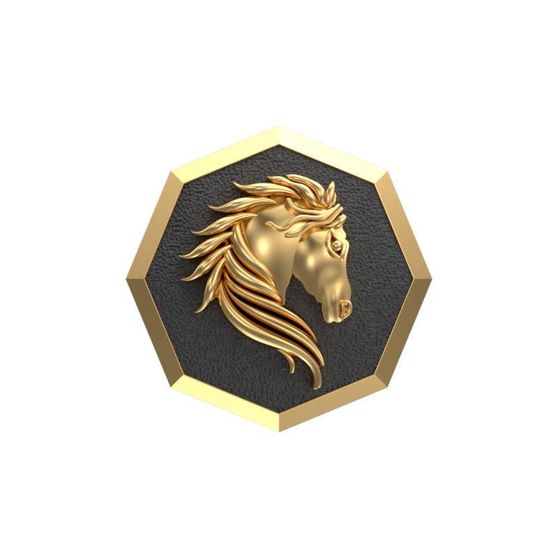 Horse, Wild Cufflink Set with 18kt Gold & Black Ruthenium Plating on Brass.