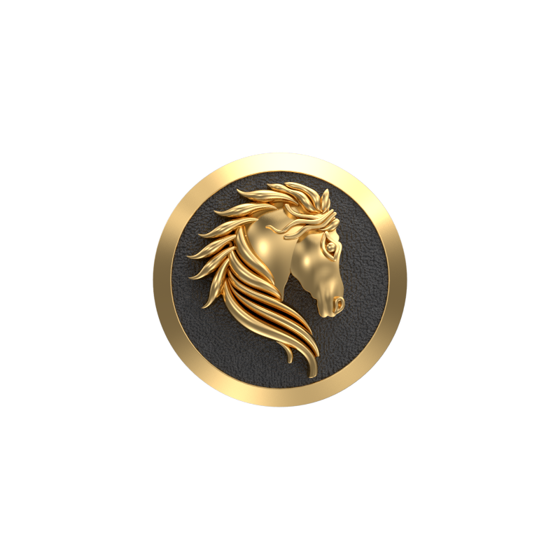 Horse, Wild Cufflink Set with 18kt Gold & Black Ruthenium Plating on Brass.