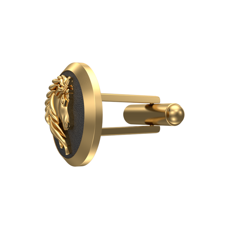 Horse, Wild Cufflink Set with 18kt Gold & Black Ruthenium Plating on Brass.
