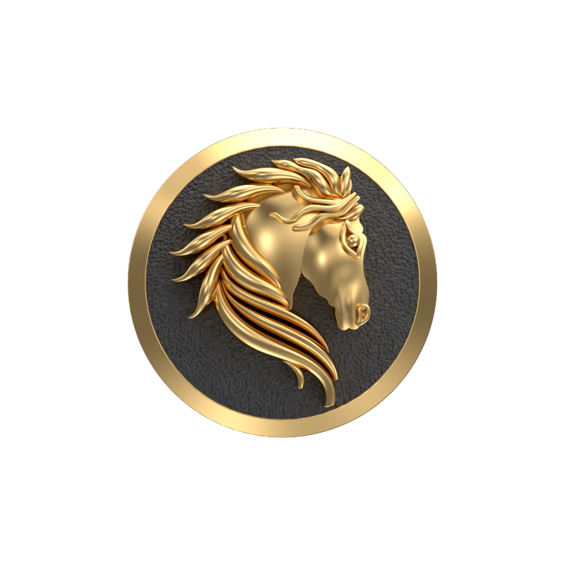 Horse, Wild Cufflink Set with 18kt Gold & Black Ruthenium Plating on Brass.
