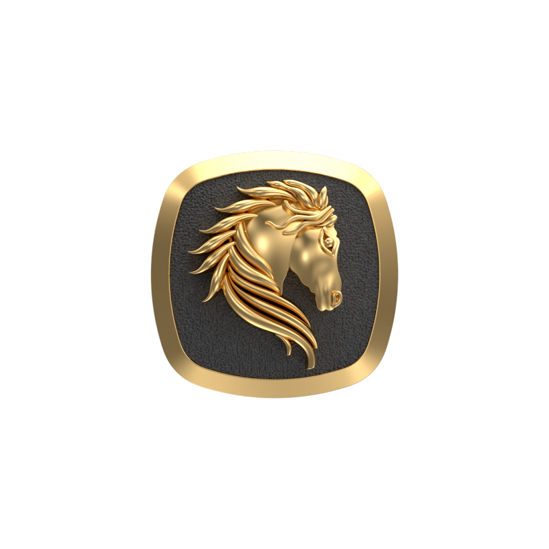 Horse, Wild Cufflink Set with 18kt Gold & Black Ruthenium Plating on Brass.