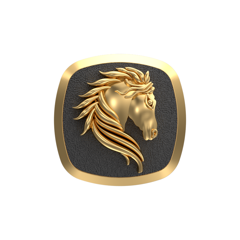 Horse, Wild Cufflink Set with 18kt Gold & Black Ruthenium Plating on Brass.