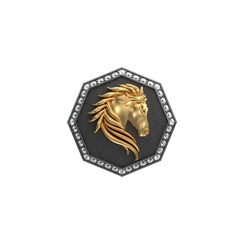 Horse Luxe, Wild Cufflink Set with CZ Diamonds, 18kt Gold & Black Ruthenium Plating on Brass.