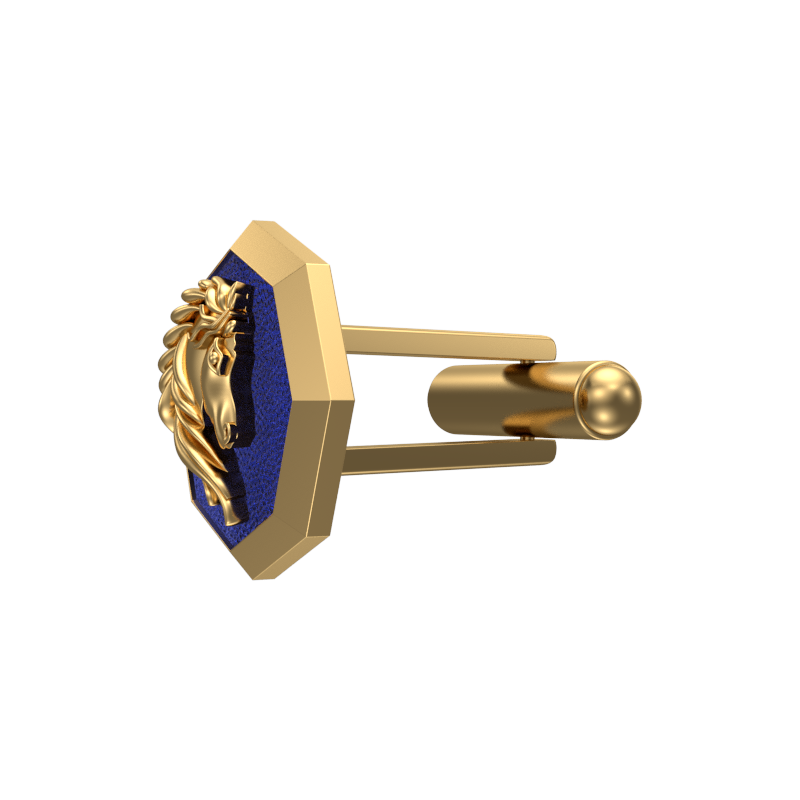 Horse, Wild Cufflink Set with 18kt Gold & Black Ruthenium Plating on Brass.