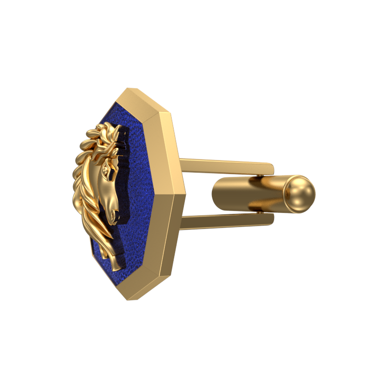 Horse, Wild Cufflink Set with 18kt Gold & Black Ruthenium Plating on Brass.
