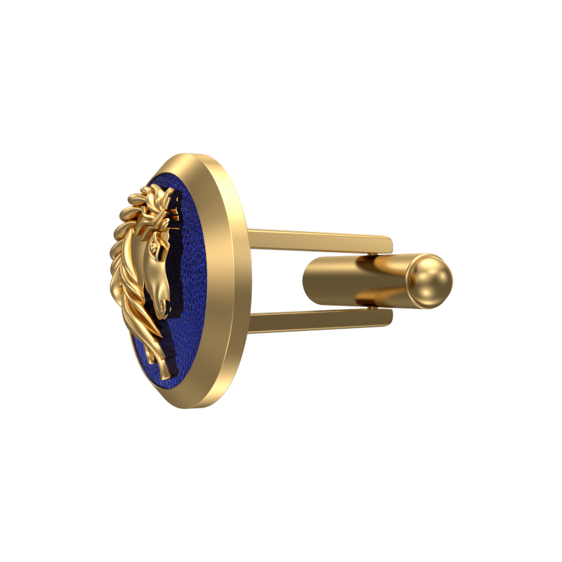 Horse, Wild Cufflink Set with 18kt Gold & Black Ruthenium Plating on Brass.