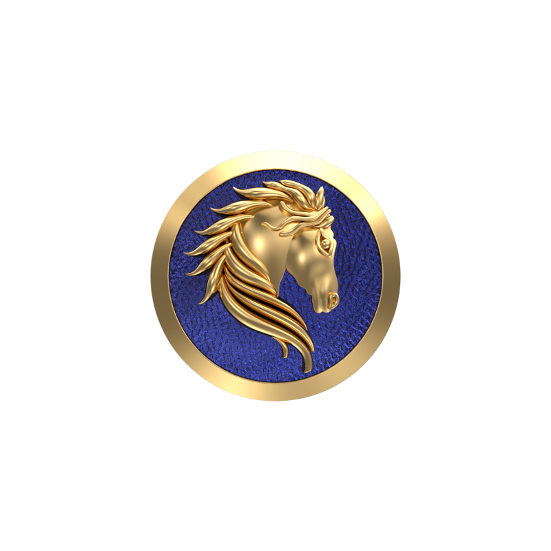 Horse, Wild Cufflink Set with 18kt Gold & Black Ruthenium Plating on Brass.