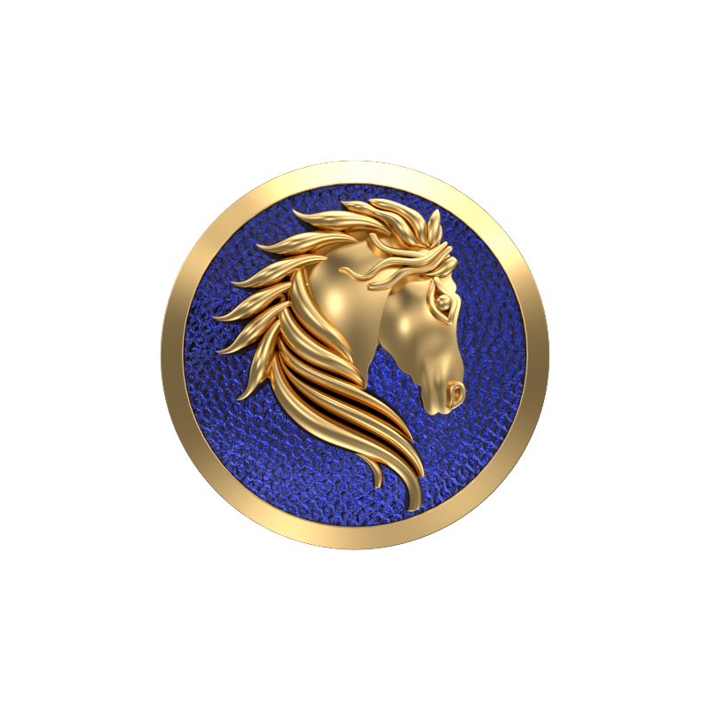 Horse, Wild Cufflink Set with 18kt Gold & Black Ruthenium Plating on Brass.