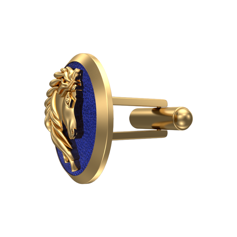 Horse, Wild Cufflink Set with 18kt Gold & Black Ruthenium Plating on Brass.