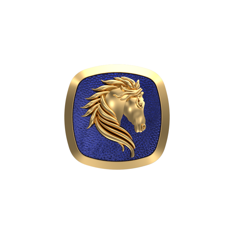 Horse, Wild Cufflink Set with 18kt Gold & Black Ruthenium Plating on Brass.