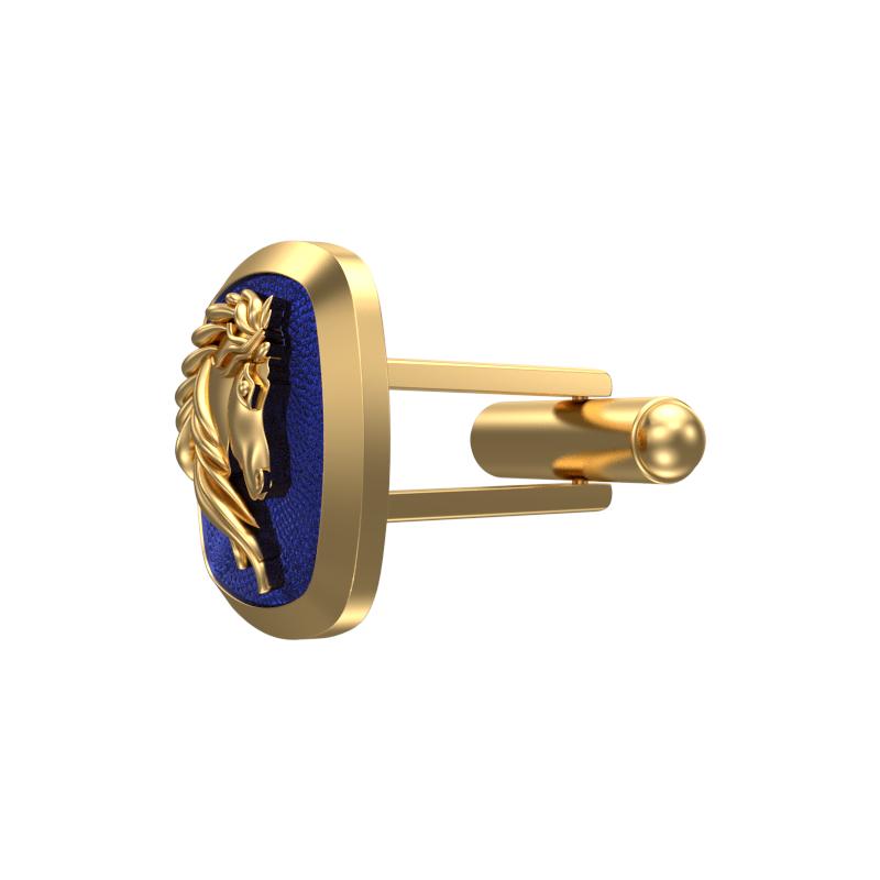 Horse, Wild Cufflink Set with 18kt Gold & Black Ruthenium Plating on Brass.