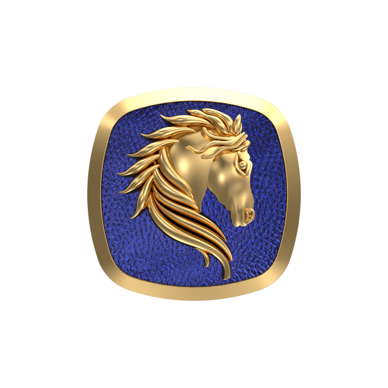 Horse, Wild Cufflink Set with 18kt Gold & Black Ruthenium Plating on Brass.