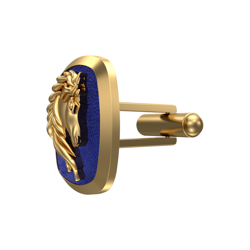 Horse, Wild Cufflink Set with 18kt Gold & Black Ruthenium Plating on Brass.