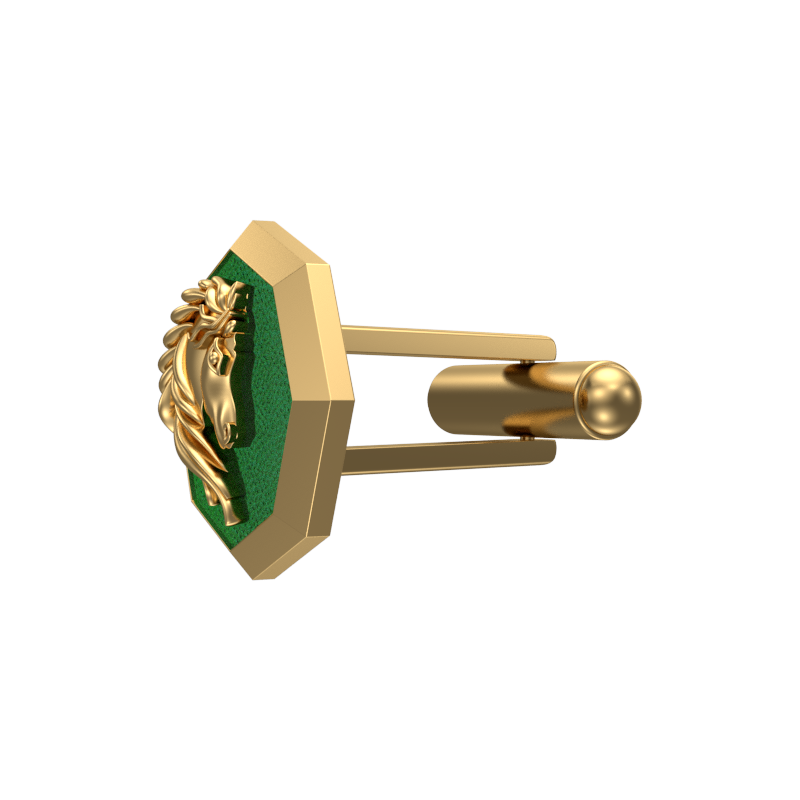 Horse, Wild Cufflink Set with 18kt Gold & Black Ruthenium Plating on Brass.