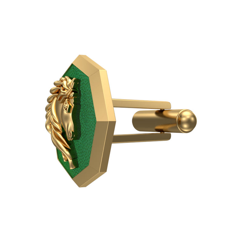 Horse, Wild Cufflink Set with 18kt Gold & Black Ruthenium Plating on Brass.