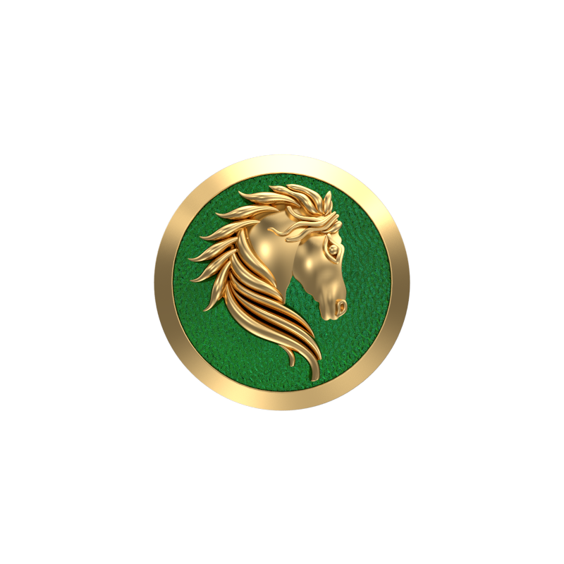 Horse, Wild Cufflink Set with 18kt Gold & Black Ruthenium Plating on Brass.