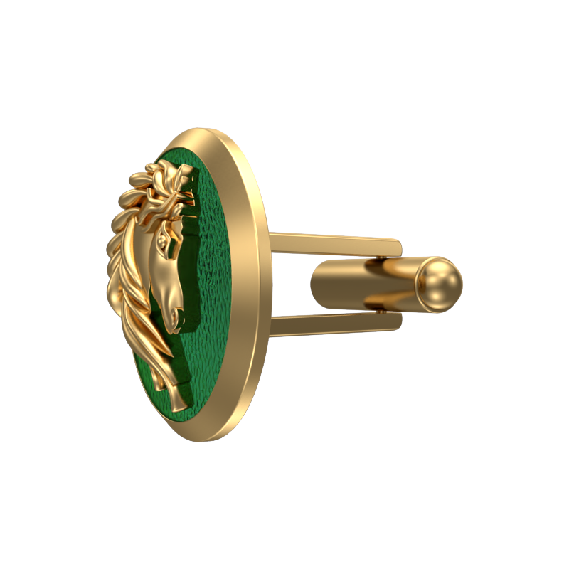 Horse, Wild Cufflink Set with 18kt Gold & Black Ruthenium Plating on Brass.